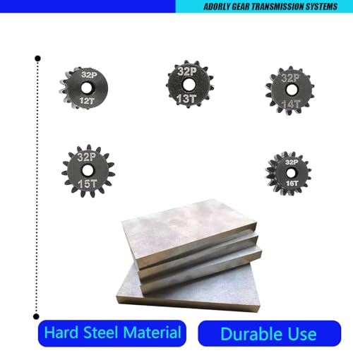 32P Steel Pinion Gear Set 1/8 inch Hole 12T 13T 14T 15T 16T for Traxxas Slash Hoss RustlerJato Bandit Nitro Stampede 2WD 4X4 VXL Motor Pinion Upgrades Parts