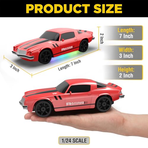 RC Drift Car 1:24 Remote Control Car 4WD 15KM/H High Speed Racing Sport Car with LED Lights RC Cars Toy for Kids Boys Girls Adults Gifts Birthday Christmas - color: Red