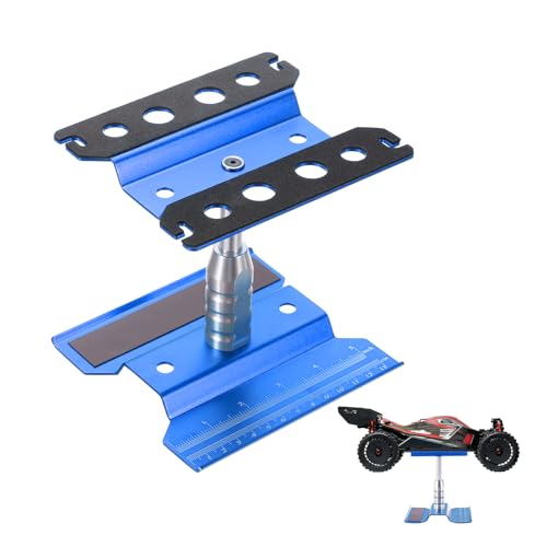 MECCANIXITY 1 Set RC Car Work Stand Lift Lower Aluminum Repair Workstation 360 Degree Rotation with Dark Blue Screw Tray for 1/8 1/10 1/16 Scale RC Car Crawler Truck Vehicle (Dark Blue) - color: Blue