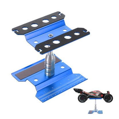 MECCANIXITY 1 Set RC Car Work Stand Lift Lower Aluminum Repair Workstation 360 Degree Rotation with Dark Blue Screw Tray for 1/8 1/10 1/16 Scale RC Car Crawler Truck Vehicle (Dark Blue) - color: Blue