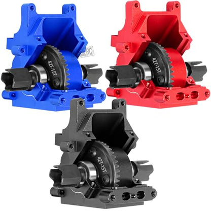 Aluminum Gearbox Case gears with 42T&15T Upgrades Part for 1/8 Karton Outcast Typhon 6S,1/7 Mojave Limitless 6S,Wave Box Gearbox Hops Up,Black
