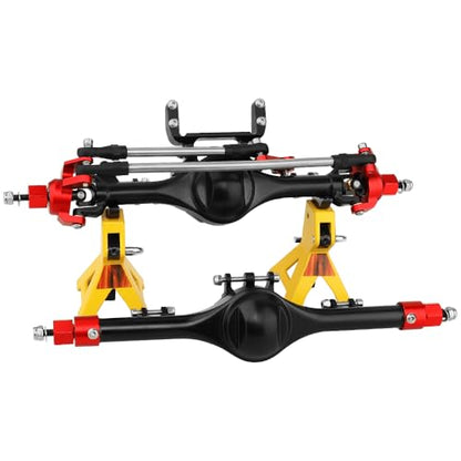 Complete Metal Front Rear Straight Axle Upgrades Part for 1/10 Axial SCX10 II Deadbolt 90046 90047 SCX10 RC Crawler Car Hops Up (red) - color: Red