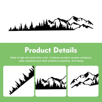 2PCS Car Mountain Tree Forest Decals, 39.3" x 6.7" Mountain Tree Graphic Sticker Car Side Door Decal, Waterproof Bumper Sticker, Auto Body Decor Stickers for RV, SUV, Off-Road, Camper