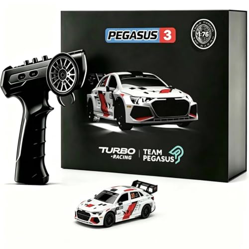 FLYCOLOR Turbo Racing C78 1:76 Mini Drift RC Car, 2WD Full Proportional Control, 2.4GHz Hobby RC with LED Light & DIY Shell, RTR Desktop Hobby Model(White) - color: White