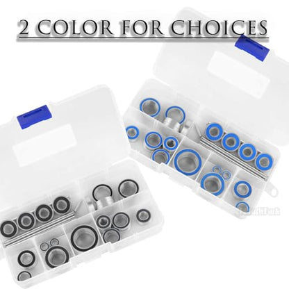 Steel Bearing Kit & Bearing Screw Kit Upgrades Part for 1/10 Big Rock 3s BLX/Granite 3s BLX/Senton 3s BLX/Typhon 3s BLX,RC Bearing Kit Rubber Seals Hops Up,Black - color: Black - (27 Pcs)