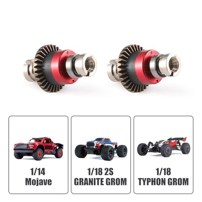 Assembled Differential 30T Front and Rear Universal Upgraded Metal Differential for 1/18 Granite GROM 1/14 Mojave Accessories for 1/18 2S Granite Big Foot Truck Granite GROM RTR (RED) - color: Red