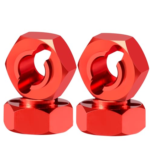 4Pcs Aluminum Wheel Hex Hubs Adapter RC Hex Combiner, Red | Upgrade Parts, For Losi 1/24 Micro-B 2WD, RC Car Buggy - color: Red