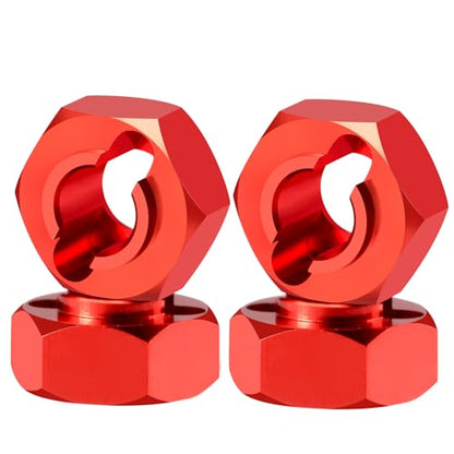 4Pcs Aluminum Wheel Hex Hubs Adapter RC Hex Combiner, Red | Upgrade Parts, For Losi 1/24 Micro-B 2WD, RC Car Buggy - color: Red