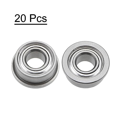 uxcell F684ZZ Flanged Ball Bearing 4x9x4mm Double Shielded Chrome Steel Flange Bearings, 20pcs - size: 4x9x4mm