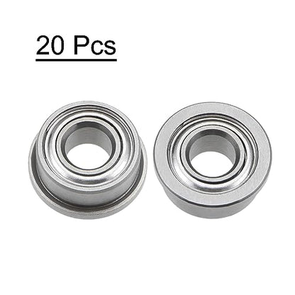 uxcell F684ZZ Flanged Ball Bearing 4x9x4mm Double Shielded Chrome Steel Flange Bearings, 20pcs - size: 4x9x4mm