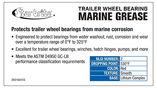 STAR BRITE Trailer Wheel Bearing Grease NLG#2 - Advanced Marine-Grade Protection Against Rust, Corrosion & Water Washout - style: 16 Oz Tub