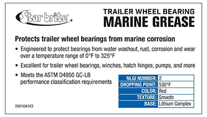 STAR BRITE Trailer Wheel Bearing Grease NLG#2 - Advanced Marine-Grade Protection Against Rust, Corrosion & Water Washout - style: 16 Oz Tub