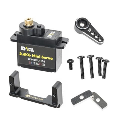 RC Steering Servo with Mount Bracket and Servo Horn for FMS FCX24, RC Car Parts, Upgrade Parts for RC Crawler 1/24 Scale FCX24 Power Wagon Butcher & Max Smasher Big Foot, K5 (Black) - color: Black