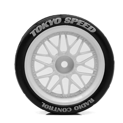 fujita 1/10 RC ON-Road Rubber Tires& Wheels Rims 65mm OD for HPI Tamiya TT01 TT02B Kyosho FAZER MK2 Lc Racing HSP RGT RC 3RACING D5 1/10 RC Rally Car (White) - color: White