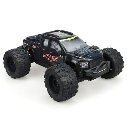 1/16 MT-16 RC Racing Truck, 4WD 80KM/h Brushless High-Speed Off-Road Racing Car with Aluminum Chassis, All Terrain Crawler - color: Black