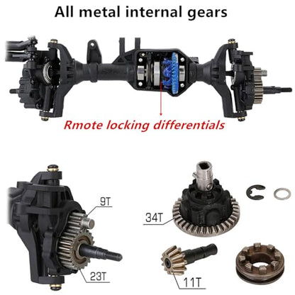 TRX-4 Portal Axle Set Upgrade, Complete Nylon Front Rear Axles with Differential Lock for 1/10 RC Car Crawler TRX-4 Defender Bronco TRX4 Chassis DIY