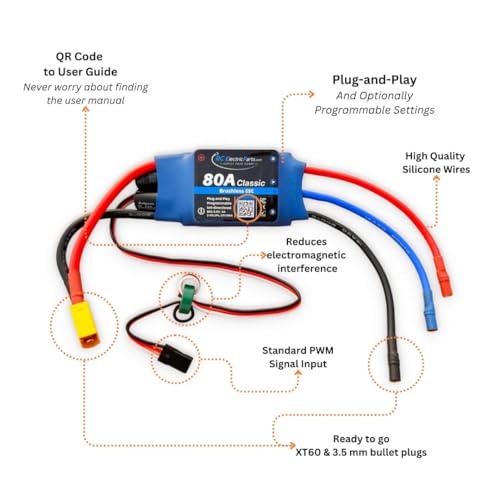 80A RC Electric Speed Controller ESC for Brushless Motors 5.5v 4A UBEC with XT60 & 3.5mm Bullet Plugs - style: 80 Amp - XT60