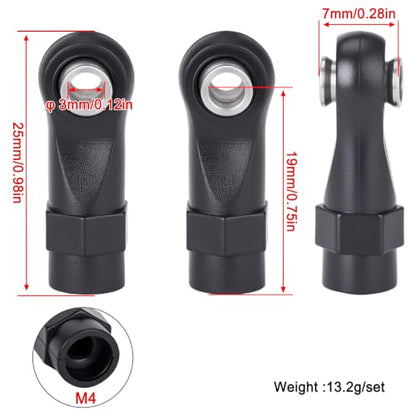 20pcs RC Linkage Rod Ends,M4 Ball Joint Head Set for Traxxas TRX-4 Axial SCX10 HSP 90046 90047 UTB10 Capra RBX101/10 RC Crawlers Car Upgrade Parts (20pcs Straight) - style: 20pcs Straight
