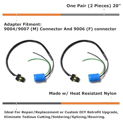 iJDMTOY 9006-To-9007 Conversion Wires Adapters/Power Cords Compatible with Light Retrofit Installation