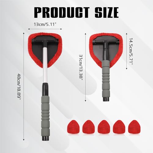 wuyaoyao 14PCS Car Windshield Cleaning Tool, Car Glass Wiper Kit with Window Cleaner, Microfiber Pads, Spray Bottle, Extendable Handle, Interior Detailing Dust Brush, Car Cleaning Supplie (Red) - color: Red