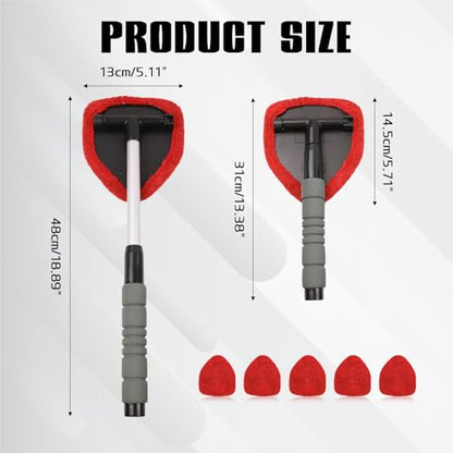 wuyaoyao 14PCS Car Windshield Cleaning Tool, Car Glass Wiper Kit with Window Cleaner, Microfiber Pads, Spray Bottle, Extendable Handle, Interior Detailing Dust Brush, Car Cleaning Supplie (Red) - color: Red