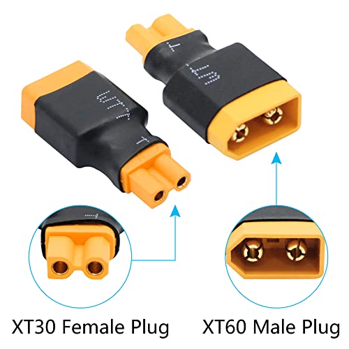 2Pair XT60 to XT30 Male Female Adaptor,XT30 to XT60 Wireless Connector Plug for RC FPV Drone Car Lipo NiMH Battery Charger ESC(4Pcs) - size: 2Pair XT60 to XT30 (4Pcs）