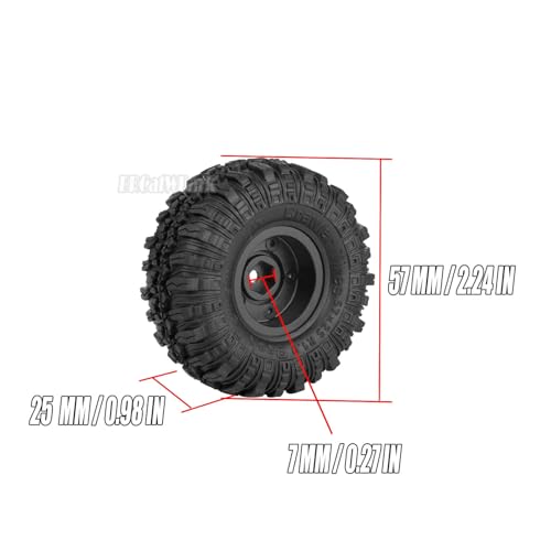 RC 1.0" Wheels and Tires for 1/18 TRX4M,1/24 SCX24 RC Crawler Car,RC Off Road Buggy Rally Truck Wheel and Tires,1.0 Alloy Wheel Rims & Rubber Tires,w/Foam Inserts,7mm Hex Rim,4PCS-(A) - style: 1.0 - (A-Gravel Tires)