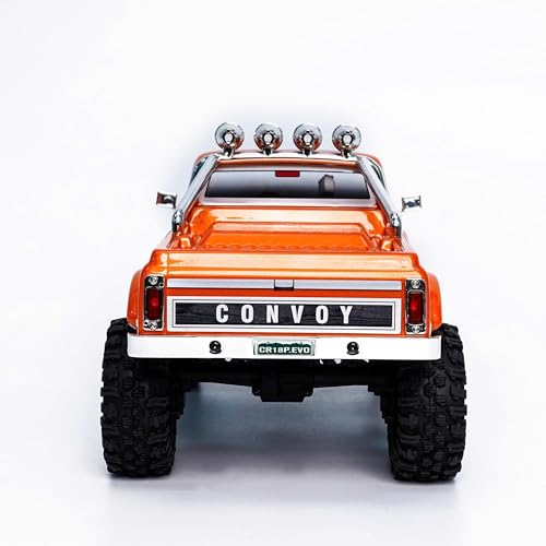 HOBBYPLUS CR18P EVO 2 Rock RC Crawler - 1/18 Scale Mini RC Crawler with Two-Speed Transmission, All-Metal Gears, Evolved EVO Platform, Ready-to-Run, Distinctive Styling Convoy Hugger Orange