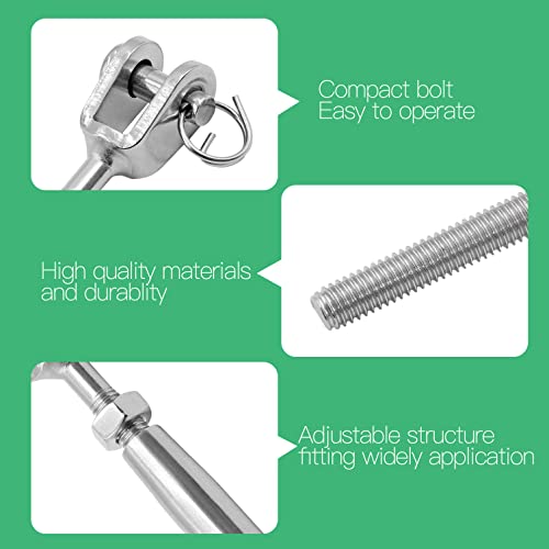 5PCS M5 Jaw and Jaw Turnbuckle, Stainless Steel Turnbuckle Heavy Duty Turn Buckle, 3050lbs Working Load Limit, Durable for Wire Rope Cable - style: Jaw & Jaw-M-5