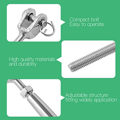 5PCS M5 Jaw and Jaw Turnbuckle, Stainless Steel Turnbuckle Heavy Duty Turn Buckle, 3050lbs Working Load Limit, Durable for Wire Rope Cable - style: Jaw & Jaw-M-5