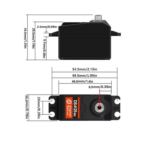 25KG Low Profile Servo for 1/10 RC Car Robot Model Upgrade (Control Angle 270°)