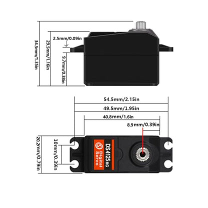 25KG Low Profile Servo for 1/10 RC Car Robot Model Upgrade (Control Angle 270°)
