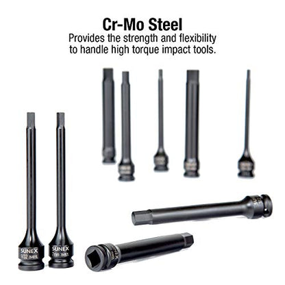 SUNEX TOOLS 2637L 20pc 1/2" Drive Impact Hex Driver Master Set 6in. ¼” to 9/32” and 6mm to 17mm, ,