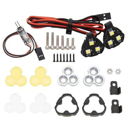 MEUS RACING RC Car LED Lights Kit 1/10 1/8 Scale RC Accessories for Axial SCX10 90046 Wraith Traxxas TRX4 TRX6 Redcat Gen8 Upgrades Parts (2pcs Clover Lights) - style: 2pcs Clover Lights