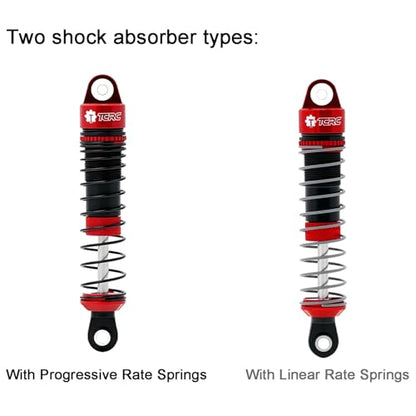 4PCS Aluminum RC Oil-Filled Shock Absorber Damper Set Replaceable Linear Rate Springs & Progressive Rate Springs for HPI Venture18 1/18 RC Crawler Upgrade,Red