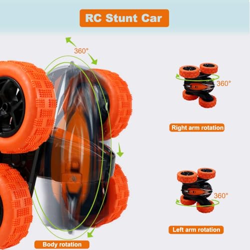 FREE TO FLY Remote Control Car Rc Cars - Drift High Speed 4Wd Off Road Stunt with 360° Flips - Christmas Birthday Gifts Racing Toys for Kids Age 8-12 6-8 3-5 - color: Orange