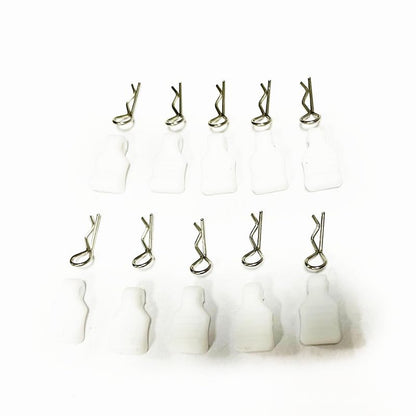 10Pcs 1/24 1/18 RC Car Body Clips+Pull Tab for SCX24 AXI90081 AXI0001 0002 - color: White