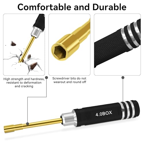 RC Nut Driver Set - Hex Nut Screwdriver Set 2.0mm 2.5mm 3.0mm 3.5mm 4.0mm 4.5mm 5.0mm RC Car Repair Tool Kit for Axial SCX24 Wheel Fixing RC Models Car Boat Helicopter 7Pcs Black