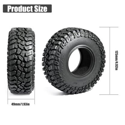 2.2 Rubber Rocks RC Tires with Foam Inserts - 125mmOD Tire Super Soft Rubber for 1:10 Scale Rock Crawlers, Trail Trucks - Compatible with Axial SCX10 90046 AXI03007 D90 Traxxas TRX-4, KM2 Wraith - size: 2.2in