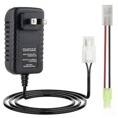 9.6V 8.4V 7.2V Ni-Mh Mi-Cd Battery Charger with KET-2P Standard-Tamiya Connector with mini Tamiya Cable for 2.4V-12V(2S-10S) NiMH NiCd RC Car/Airsoft Battery Pack Charger
