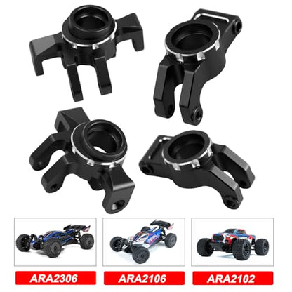 Aluminum Alloy Front Steering Block Knuckles,Rear C-Hubs Upgrade Parts for Arrma 1/14 Typhon Grom 1/18 Granite Grom (Black) - color: Black