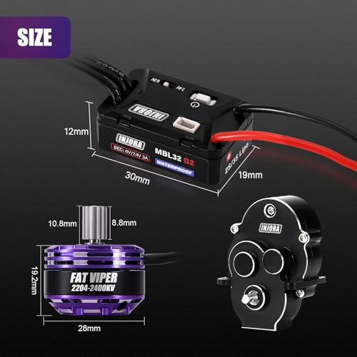 INJORA MBL32 Brushless ESC & 2204 Fat Viper Outrunner Motor for 1/18 TRX4M