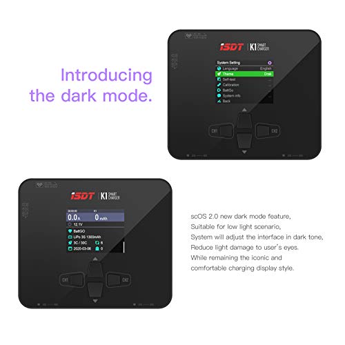 ISDT K1 AC 100W DC 2 x 250W 10A Dual Channel Lipo Battery Balance Charger, XT60 Smart Charger for 1~6S LiPo/LiIon/Life/LiHV 1~10S Pb 1~16S NiCd/NiMh