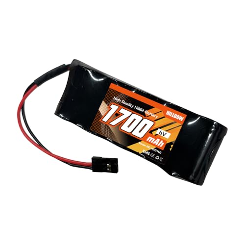 Hilldow 6V 1700mAh NiMH Receiver RX Battery with Hitec Connectors High Capacity Rechargeable Battery Pack for RC Airplanes Aircrafts - color: Straight