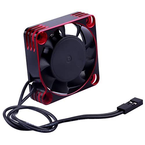 RC Motor Cooling Fan 40x40mm 16000RPM 540 550 Motor ESC Heatsink Brushless Cooling Fans for 1/10 1/8 RC Car (Black & Red) - color: Black & Red