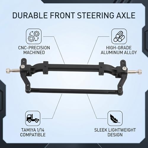 VBESTLIFE CNC Aluminum Front Steering Rod Link Axle for 1/14 RC Tractor Truck, Replacement Upgrade Steering Wheel Pole Assembly Parts