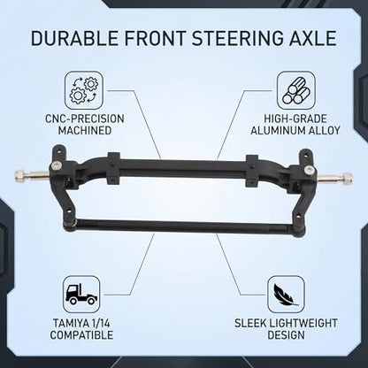 VBESTLIFE CNC Aluminum Front Steering Rod Link Axle for 1/14 RC Tractor Truck, Replacement Upgrade Steering Wheel Pole Assembly Parts