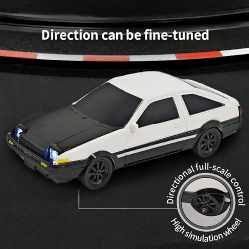 1/43 Scale RC Drift Car, 2.4GHz Full Proportional Mini Racing Car with Lights, 4WD Electric RTR Remote Control Car, Includes Drift & Racing Tires, Traffic Cones, USB Charger,（RTR/Rally Blue） - color: Rally Blue, size: RTR Version