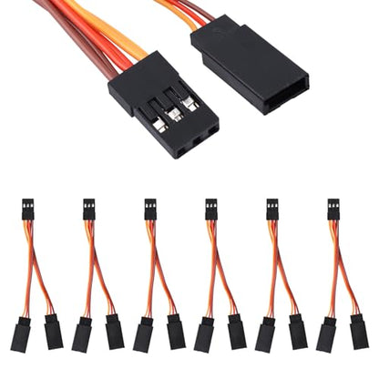 6pcs Servo Y Splitter Cable, 3.15in/8cm 1 Female to 2 Male Extension Harness Cord Splitter Wire Replacement for JR/Futaba Used on RC Cars Drones Boats Airplane Models