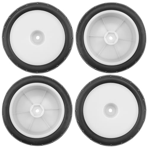 4Pack ShareGoo RC 85mm/3.34" Rubber Tires Front Rear Tyres 12mm Hex Wheel Compatible with Redcat HPI HSP Kyosho 1/10 RC Off-Road Car Buggy (White) - color: White